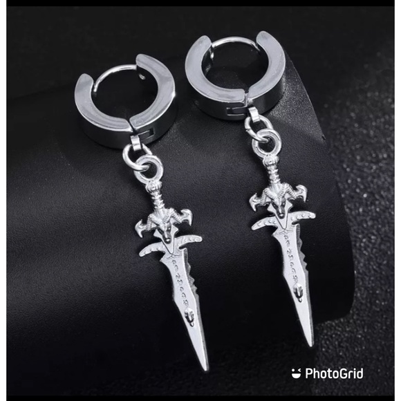 1 Pairs Stainless Steel Pierced earrings punk - Picture 3 of 4